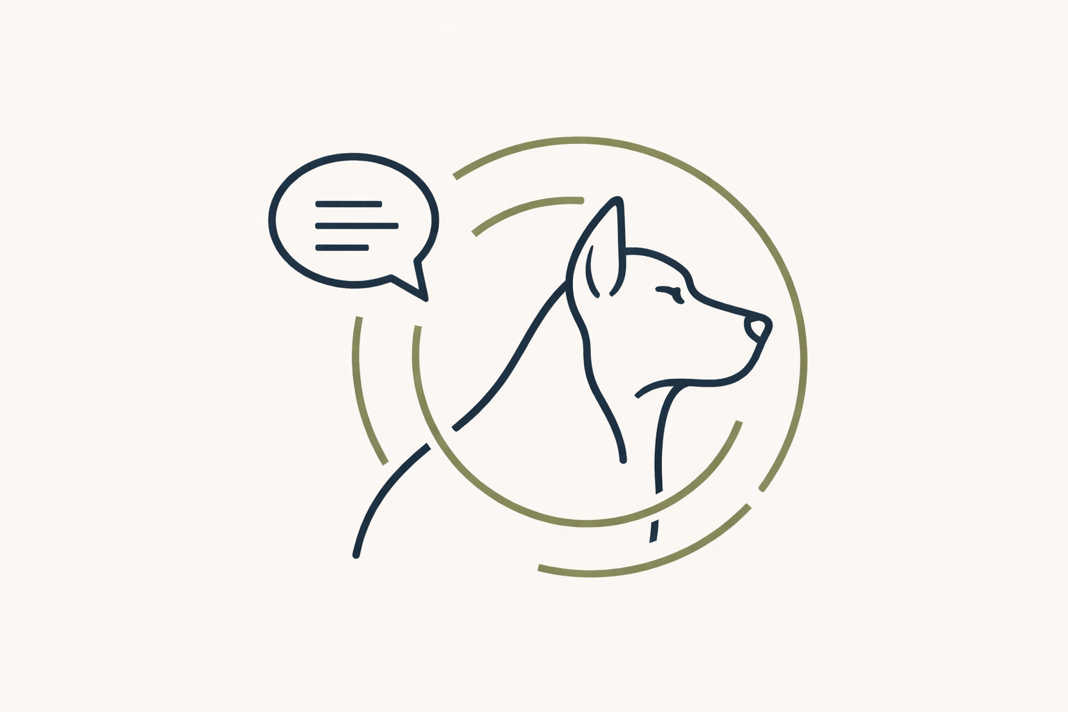 Ilustração minimalista representando que comandos isolados não são suficientes para comportamentos de risco em cães.